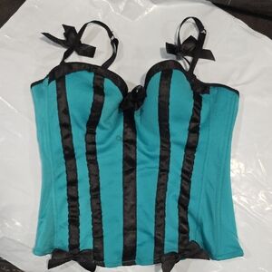 NOT FOR SALE - Morbid Threads Teal and Black Corset Top